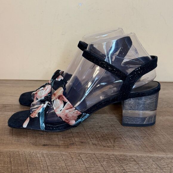 Vaneli Shoes - VANELI size 8.5N Liko Block Heels Sandal In Black/multi Flower shoes narrow